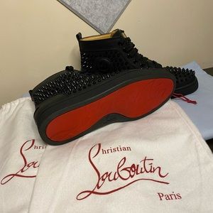 Christian Louboutin Black Louis Spikes High-Top Sneakers Size: 43/9.5 US